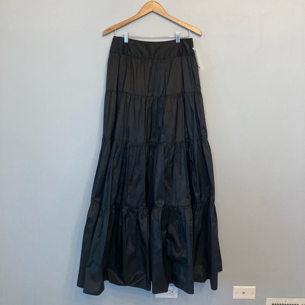Teri Jon Black Silk Tiered Maxi Skirt/ Ball Skirt